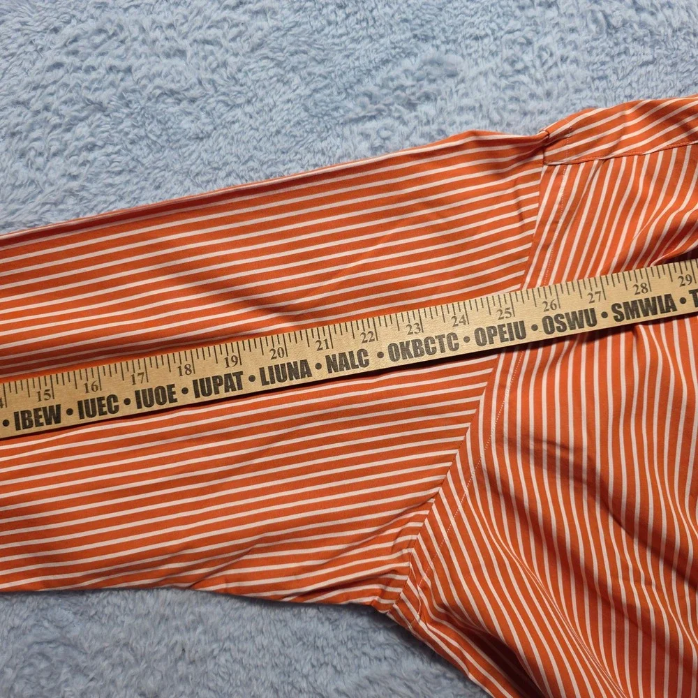 Vintage Polo Ralph Lauren Stanton Custom Fit Shirt Men's XL Orange White Striped